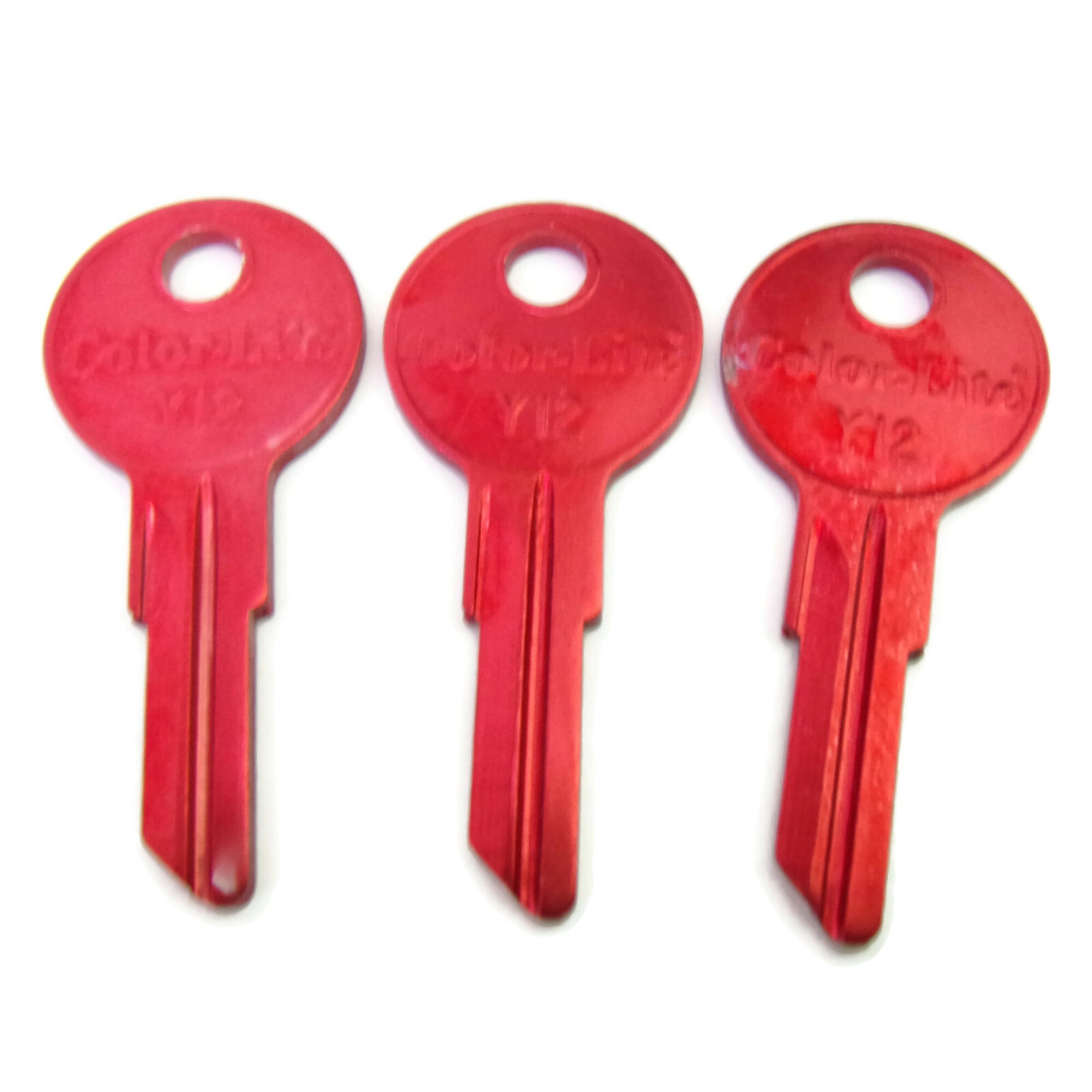 3-pcs Y12 RED (SOME FINISH WEAR) Anodized Aluminum Cole Color-Lite Key Blanks