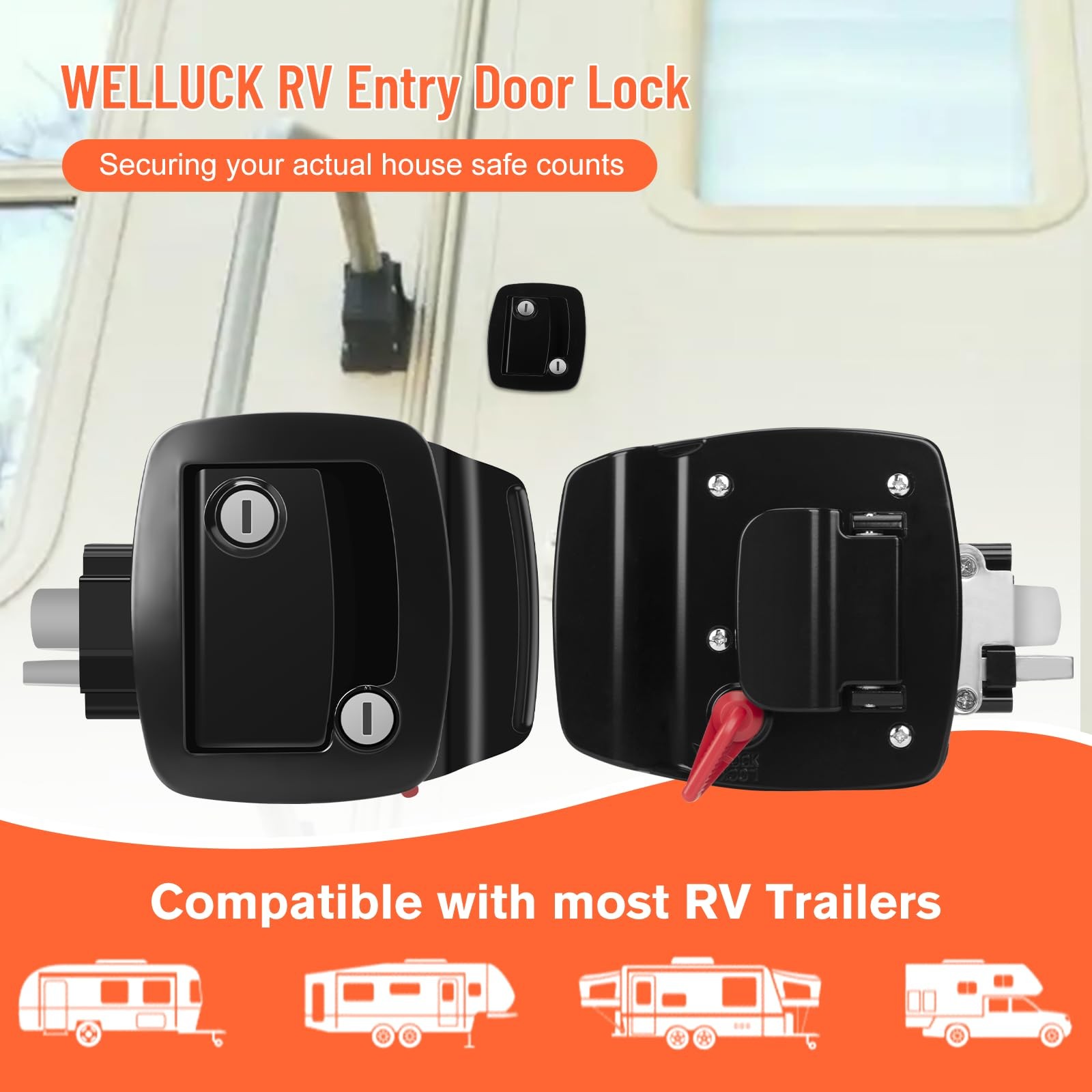 RV Entry Door Lock with Paddle Deadbolt, 100% Metal Camper Door Latch Handle,…