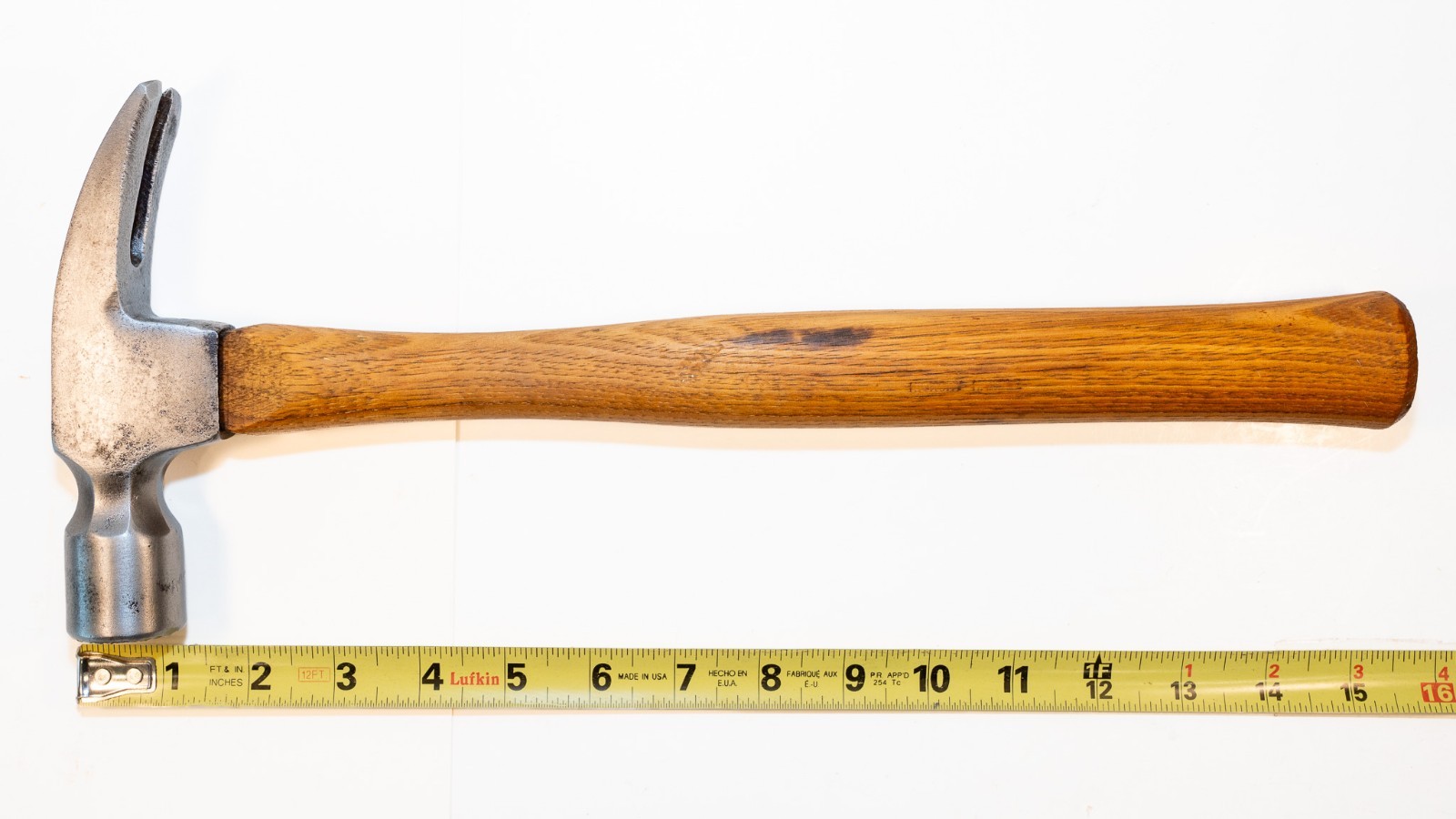 Vintage Steel Framing Hammer Milled Face 15-1/4″ Length Wood Handle 1 lb 15 oz