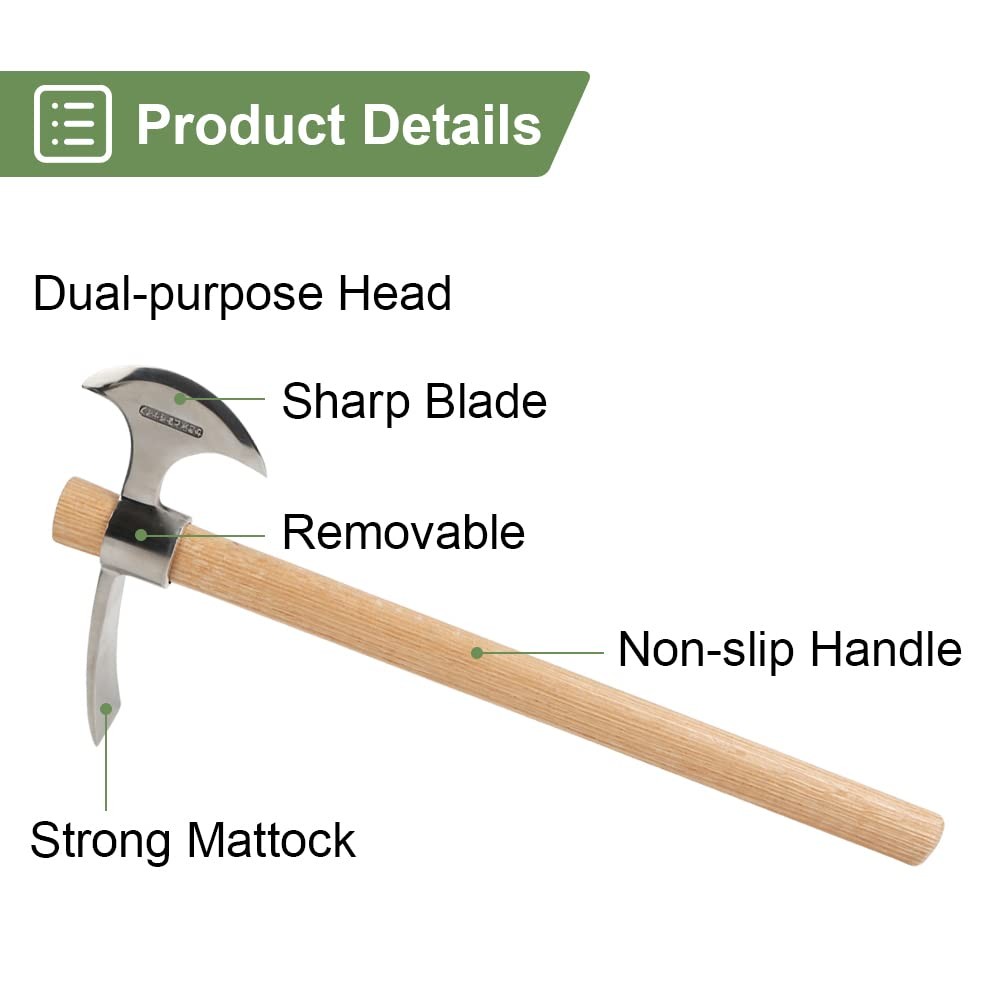 16Inch Garden Pickaxe Weeding Tool – Stainless Steel Axe for Digging & Planting