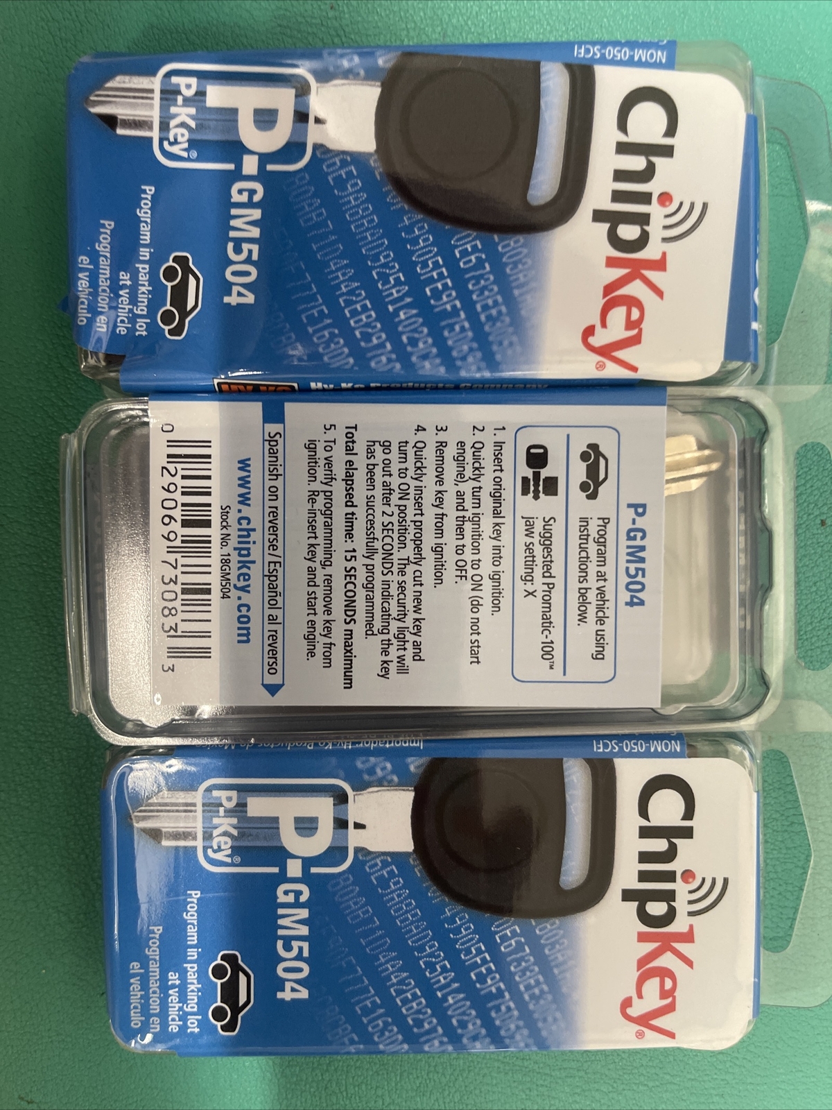 Programmable Car ChipKey Blank,No 18GM504, Hy-Ko Prod Co, 3PK