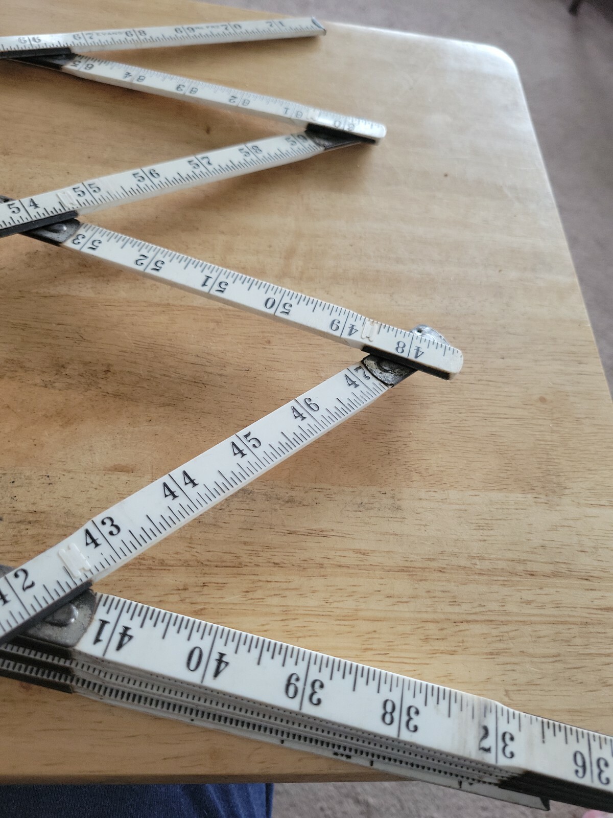 Vintage Evans Folding Plastic Rule FR 2 Ruler with Brass Hinges – 6′ or 72″ Long
