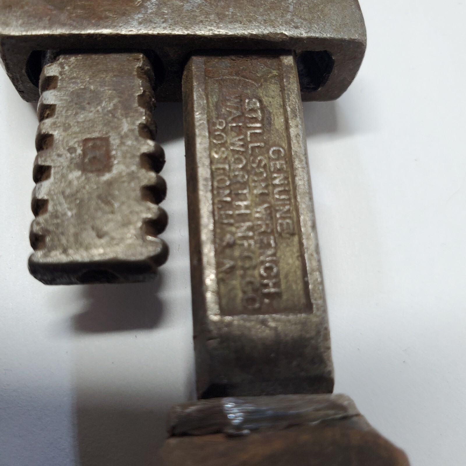 Vintage Stillson Wood Handle Pipe Wrench Walworth Mfg. Co. Boston USA 7″ Long