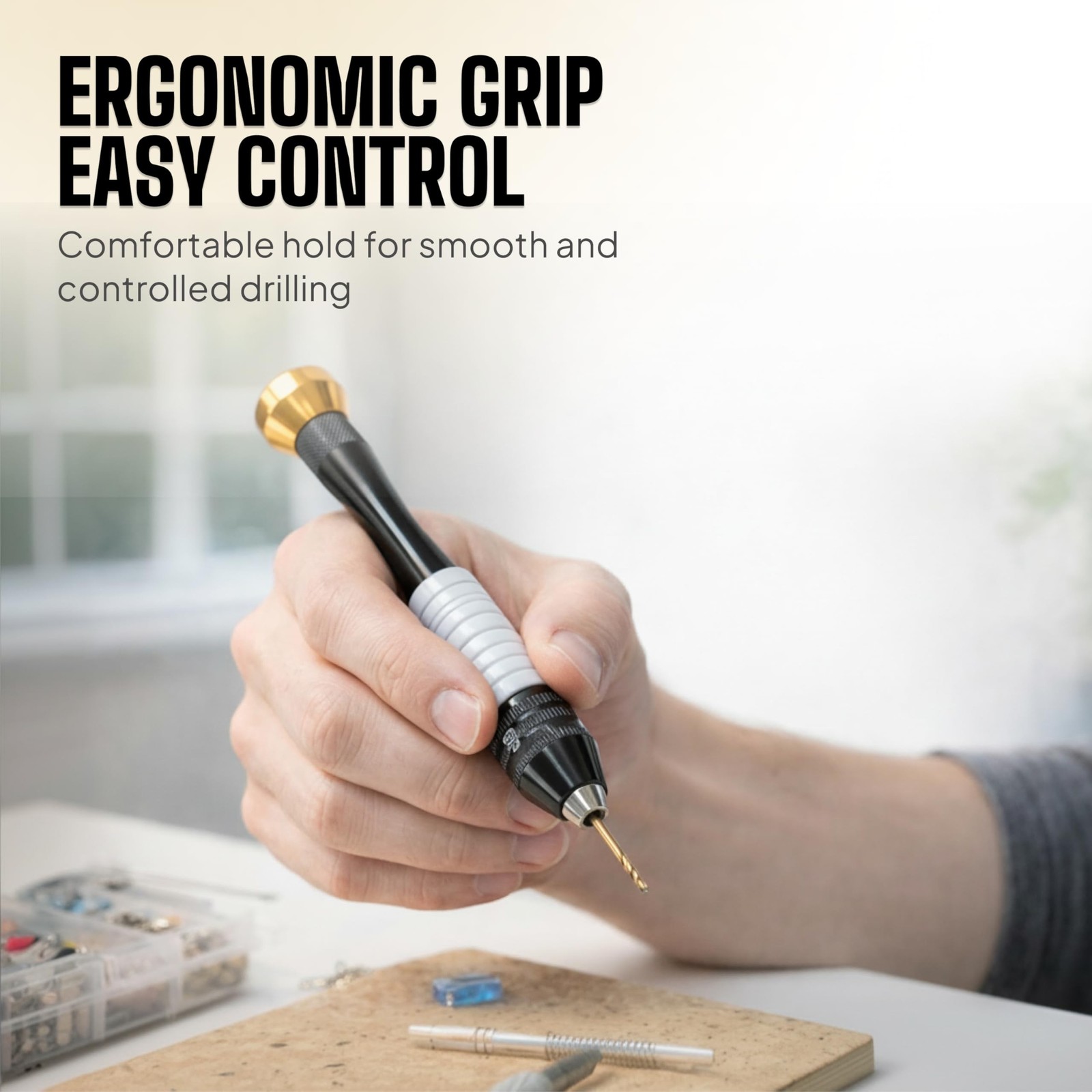 Pin Vise Hand Drill Manual with Micro Drill Bits, Jewelry Drill for Resin