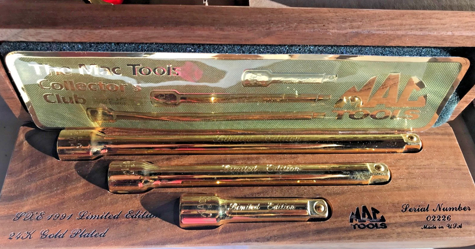 Mac Tools Limited Edition 24K Gold Plated Extension Set w/ Wood Case