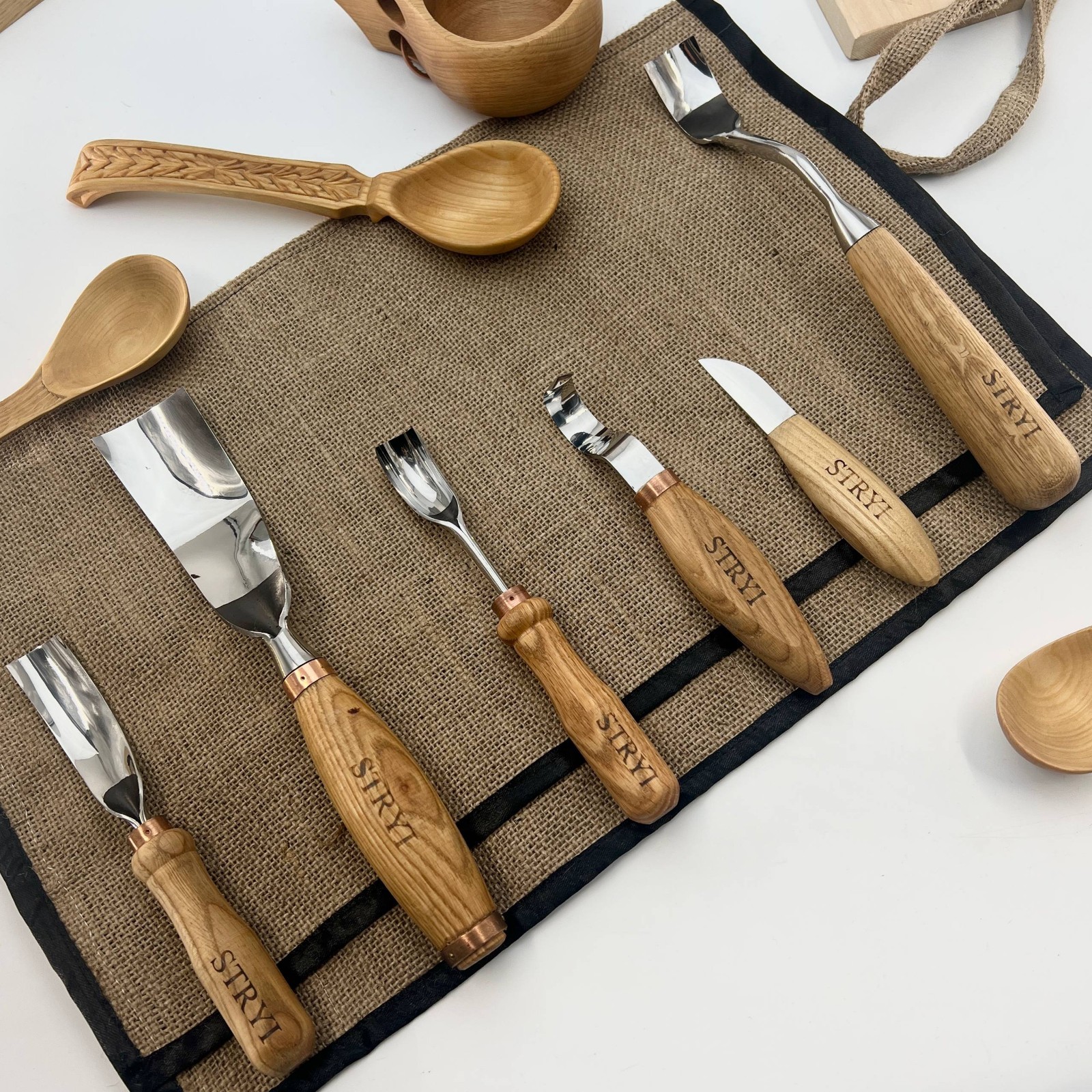 Bowl carving kit 6 pcs STRYI Profi, Bowl Gouges set, Spoon carving tools