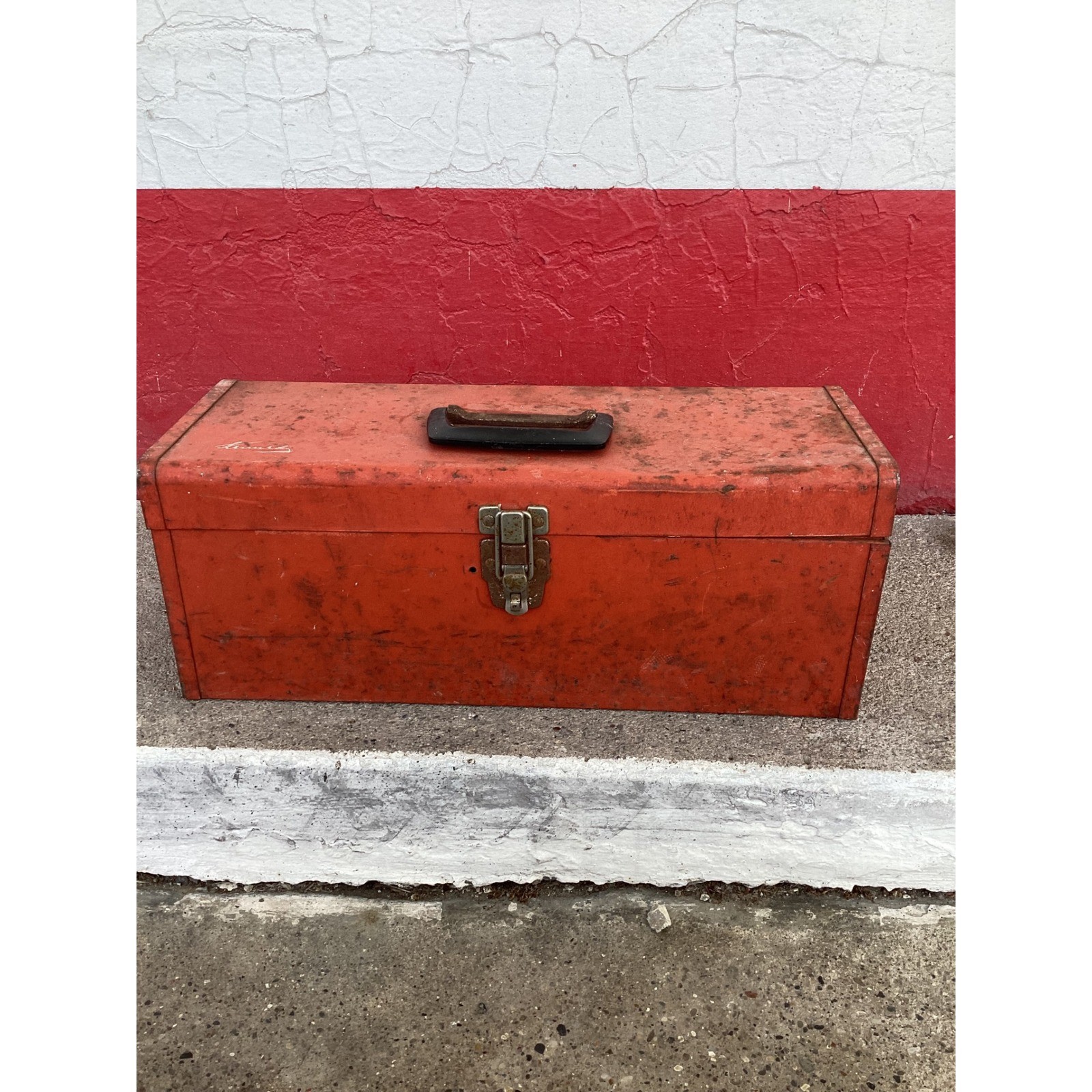 Vintage Kennedy Metal Tool Box Red Industrial Storage Chest with Tray 20 Inch
