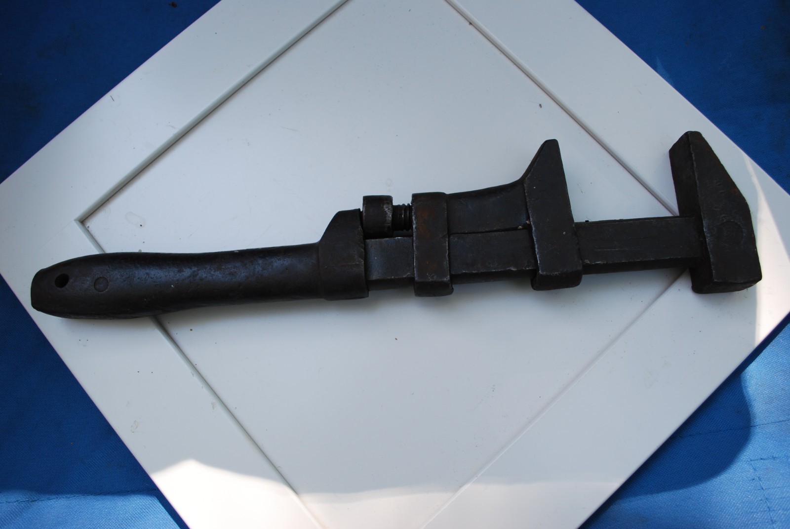Antique Monkey wrench 15 inch all steel B&C stamp on jaw