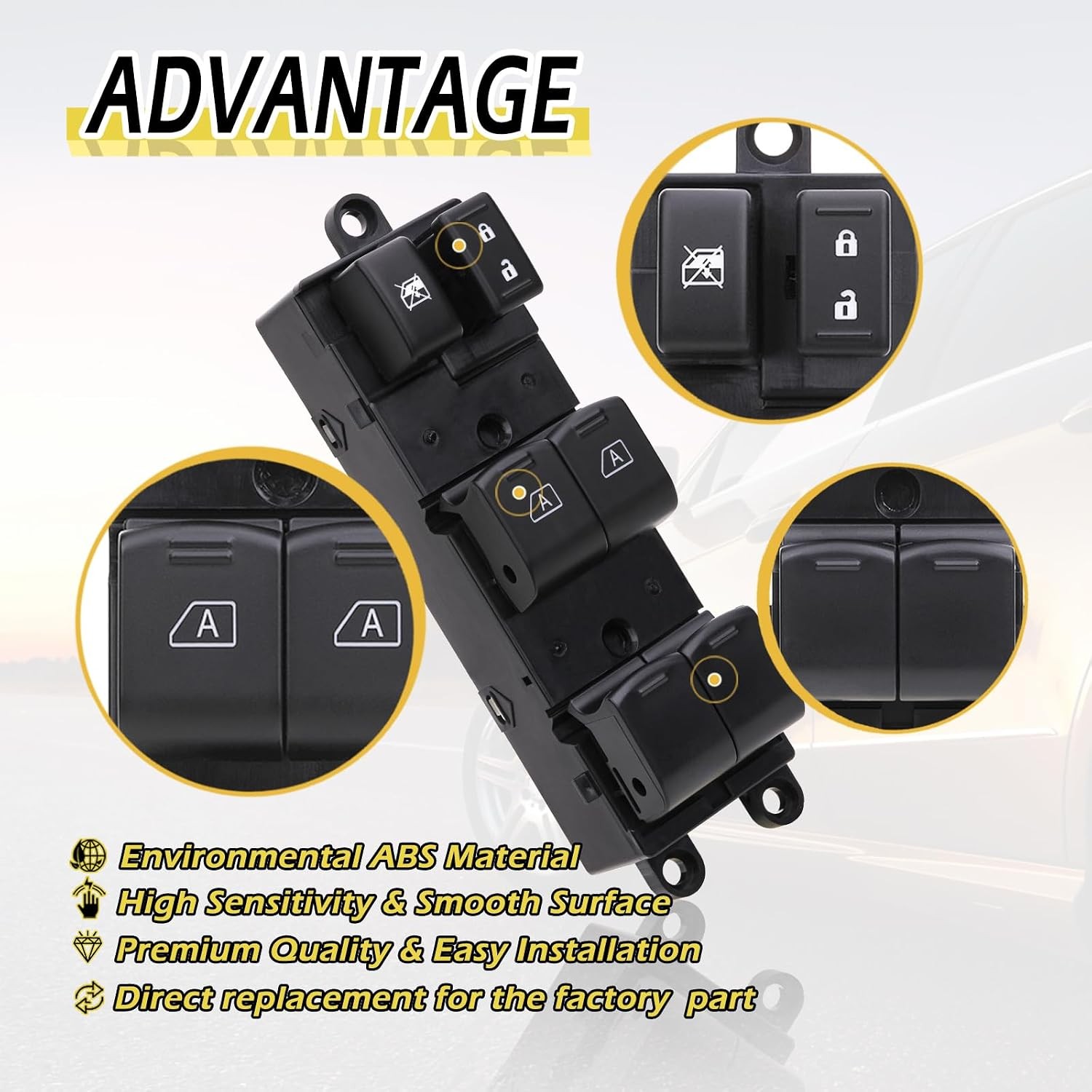 Master Power Window Switch Door Lock Control Button Driver Side Compatible with