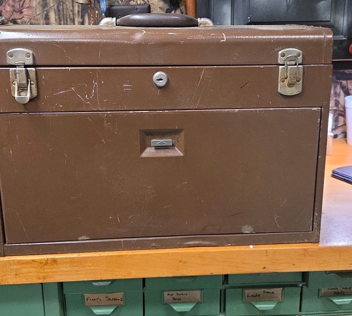Vintage Kennedy Machinist Tool Box 7 Drawer 520 Brown w/ Leather Handle No Key