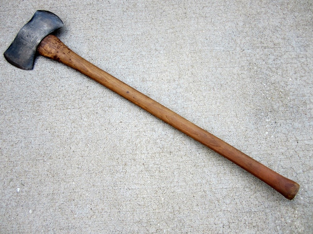 Antique Witte Hardware 35″ Double Bit Axe Embossed Logo St. Louis USA