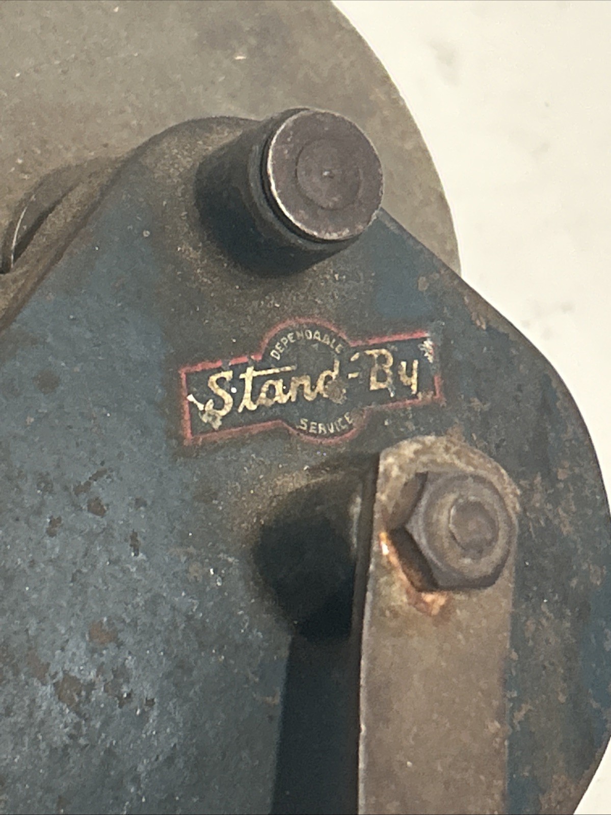 Vintage Stand-By Hand Crank Bench Grinder Clamp-On Sharpening Stone Cast Iron