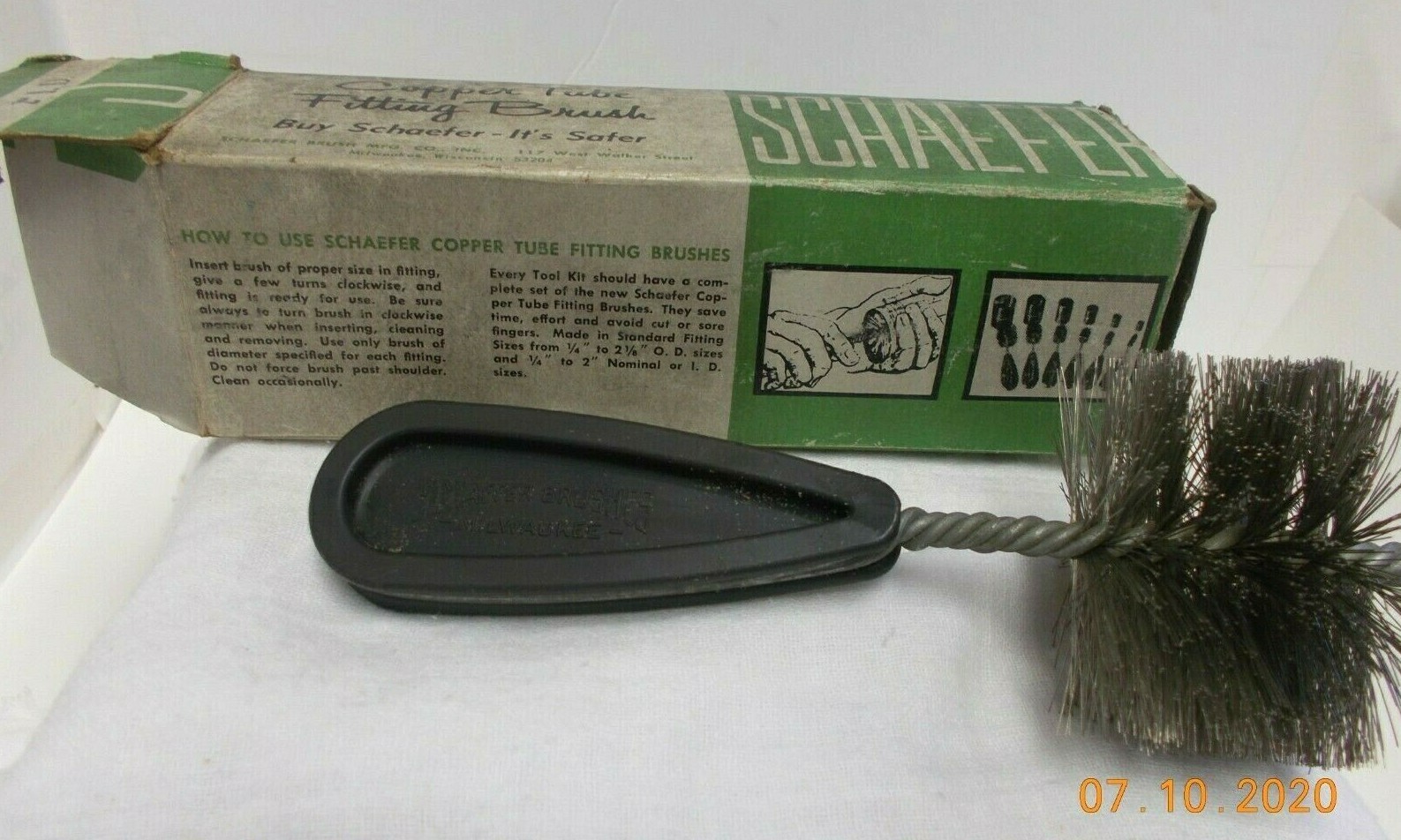 Schaefer Copper Tube Fitting Brush W/Box 2 Inch I.D. U.S.A Made Plumbing Display