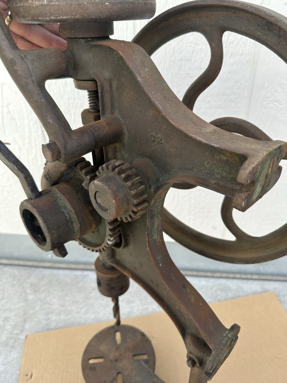 Vintage Champion Blower & Forge Co. Hand-Crank Drill Press Lancaster NOT SEIZED