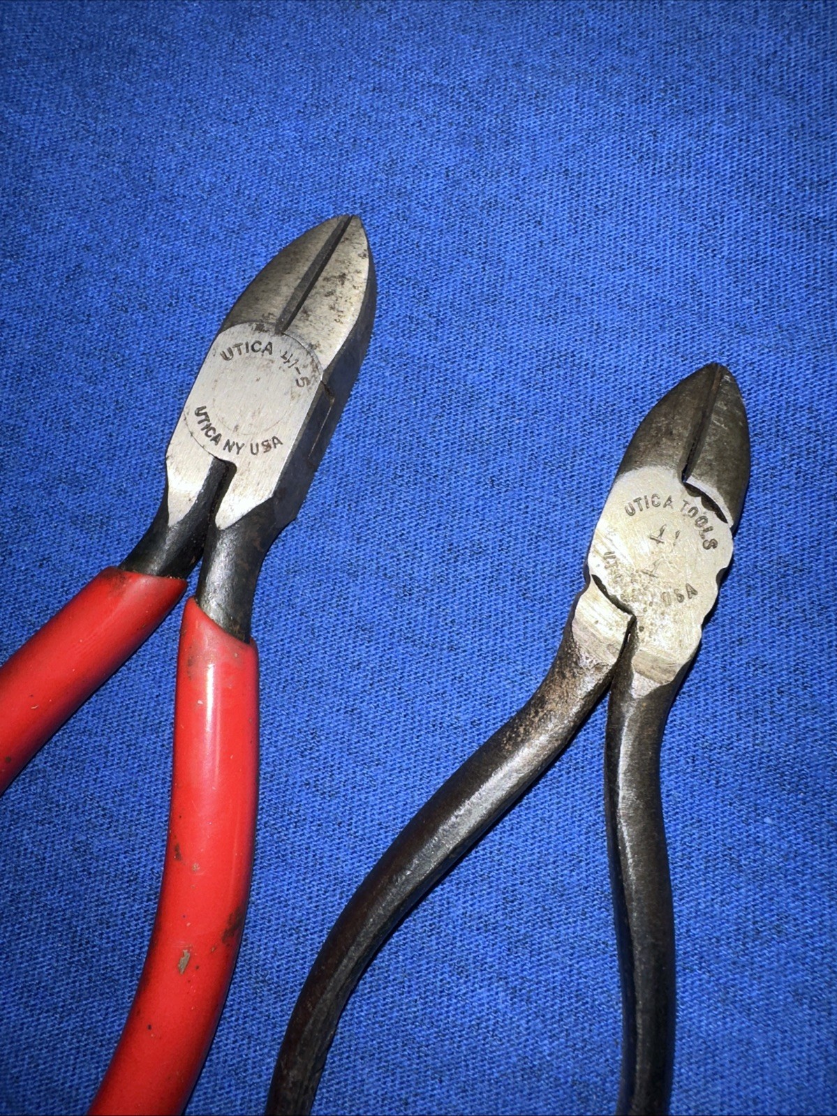 Two Vintage UTICA Diagonal Wire Cutters #41-5 & #41-4 Used