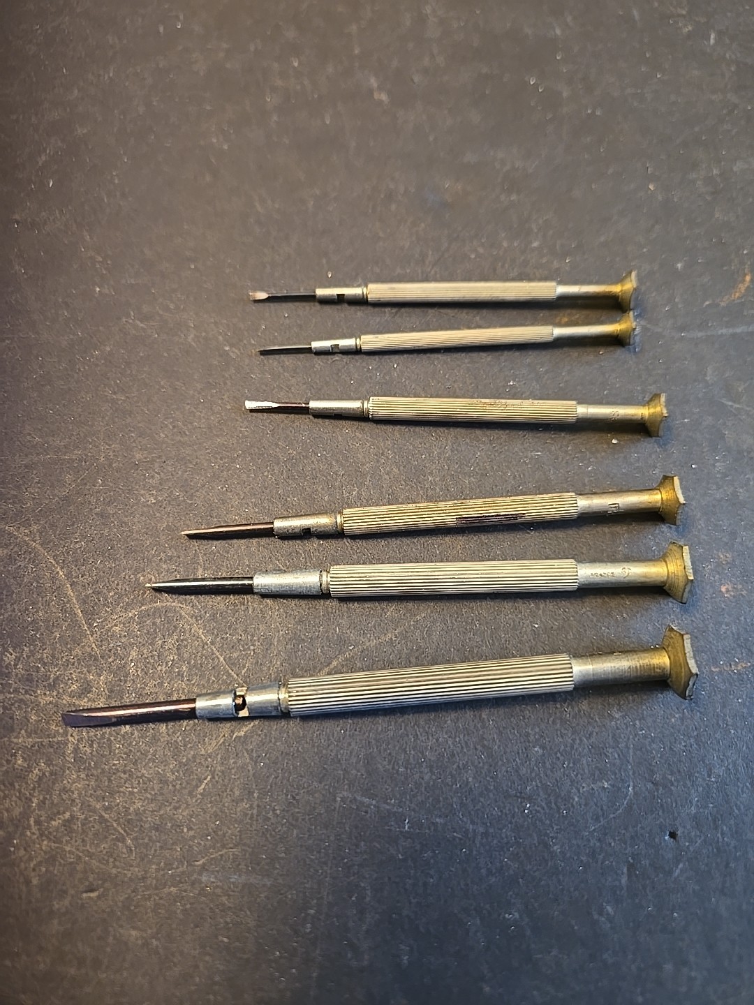 Vintage 6 Piece Jewelers/ Mini Micro Flat Blade Screwdriver Set, Case