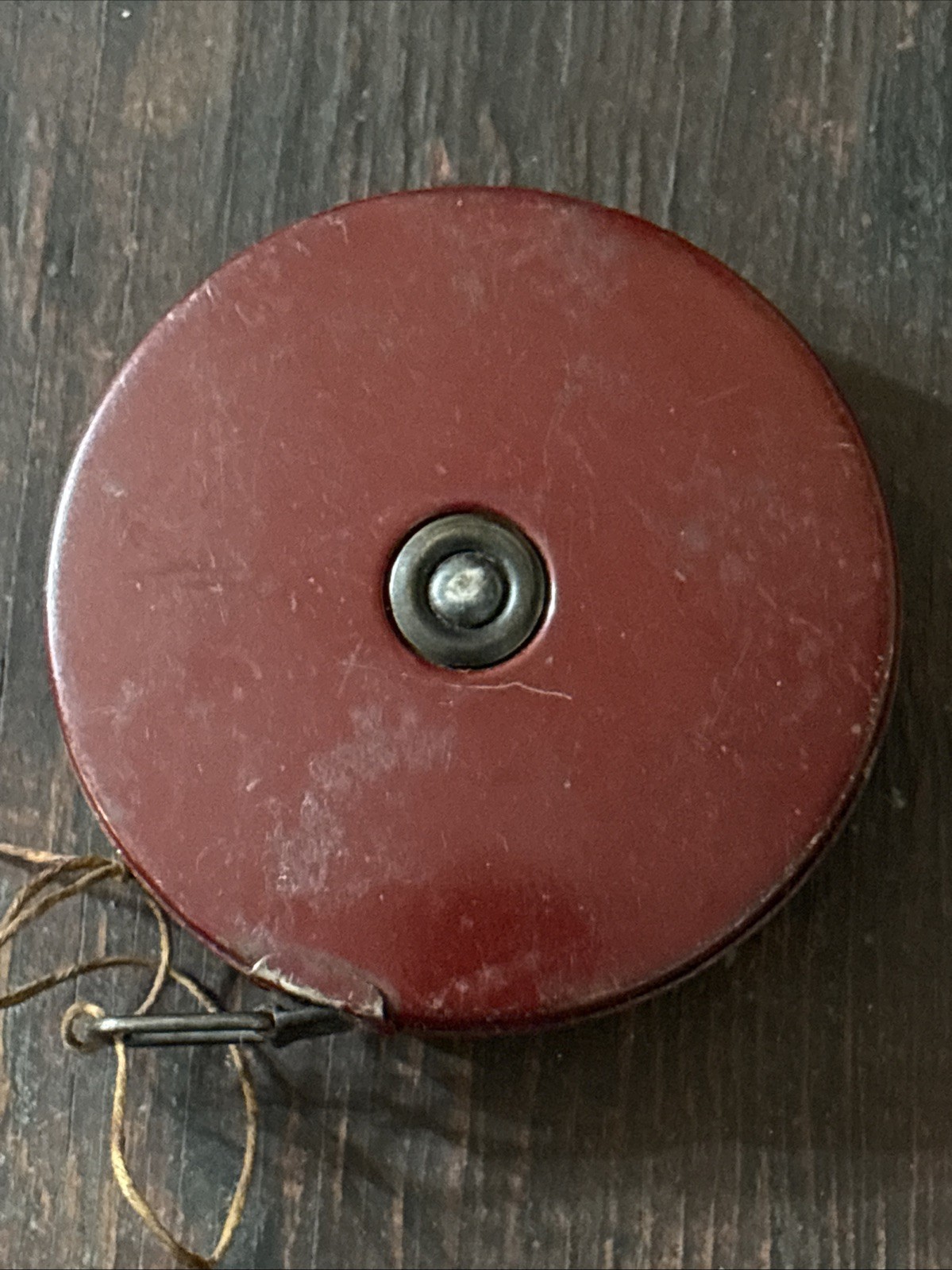 VTG 50ft Lufkin Woven Cloth Measuring Tape Made In USA Burgundy Housing