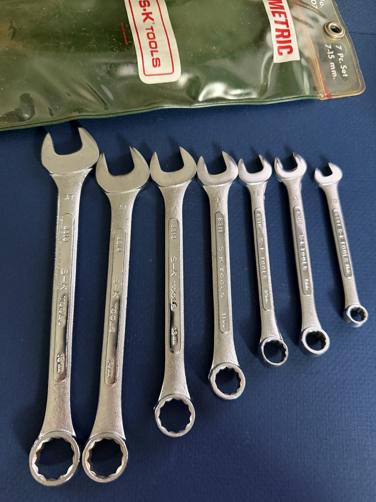 Vintage S-K Tools – 7 Piece Metric Wrench Set # 1807 7, 9, 10, 11, 13, 14, 15