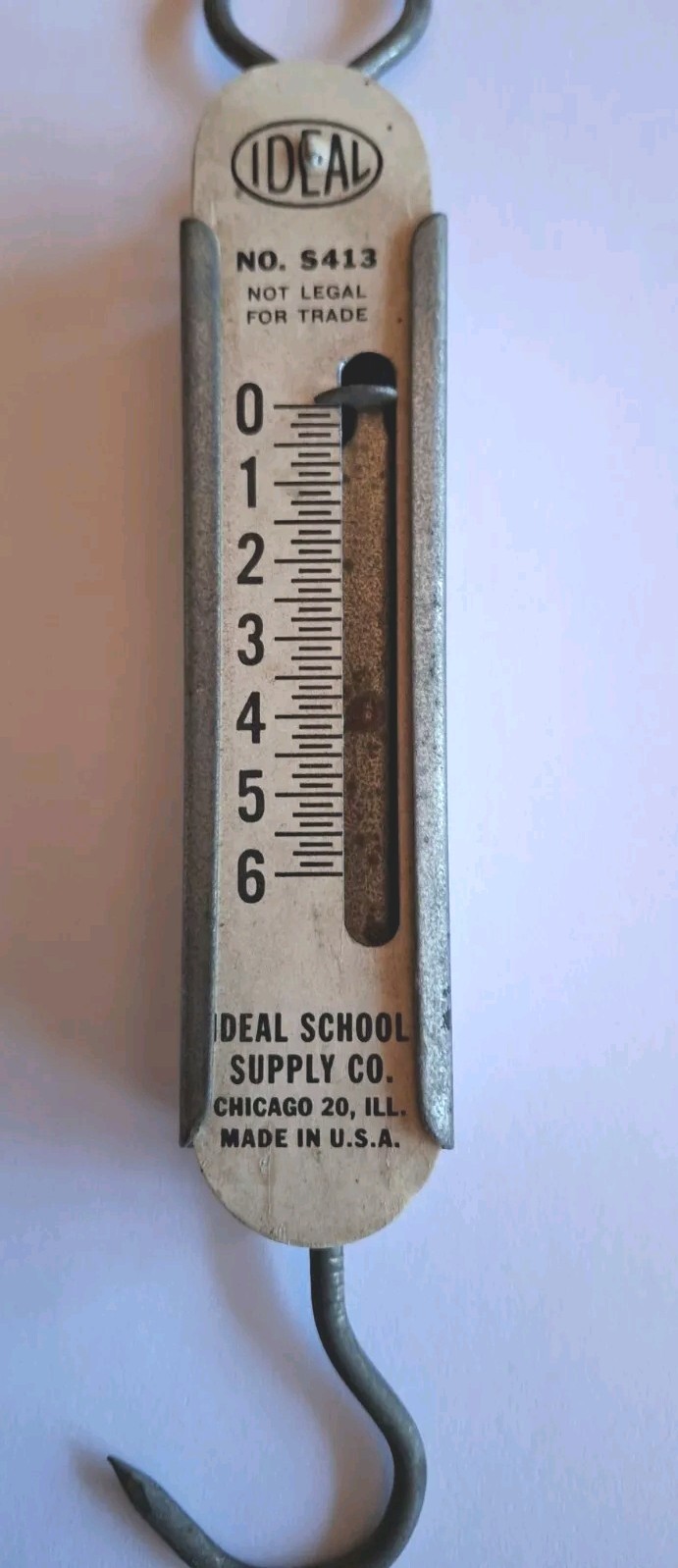 Ideal Supply School Scale S413 Vintage Hand Spring & Hook 6 lbs Chicago USA