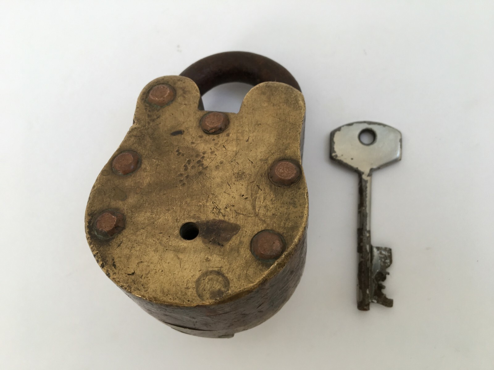 Lock Vintage Brass & Copper Padlock Lock With Key Rich Patina 10 Levers Aligarh