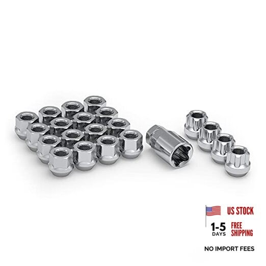 791306-1SAM Chrome M12x1.25 Open End Bulge Acorn Lug Nut Kit with Wheel Locks