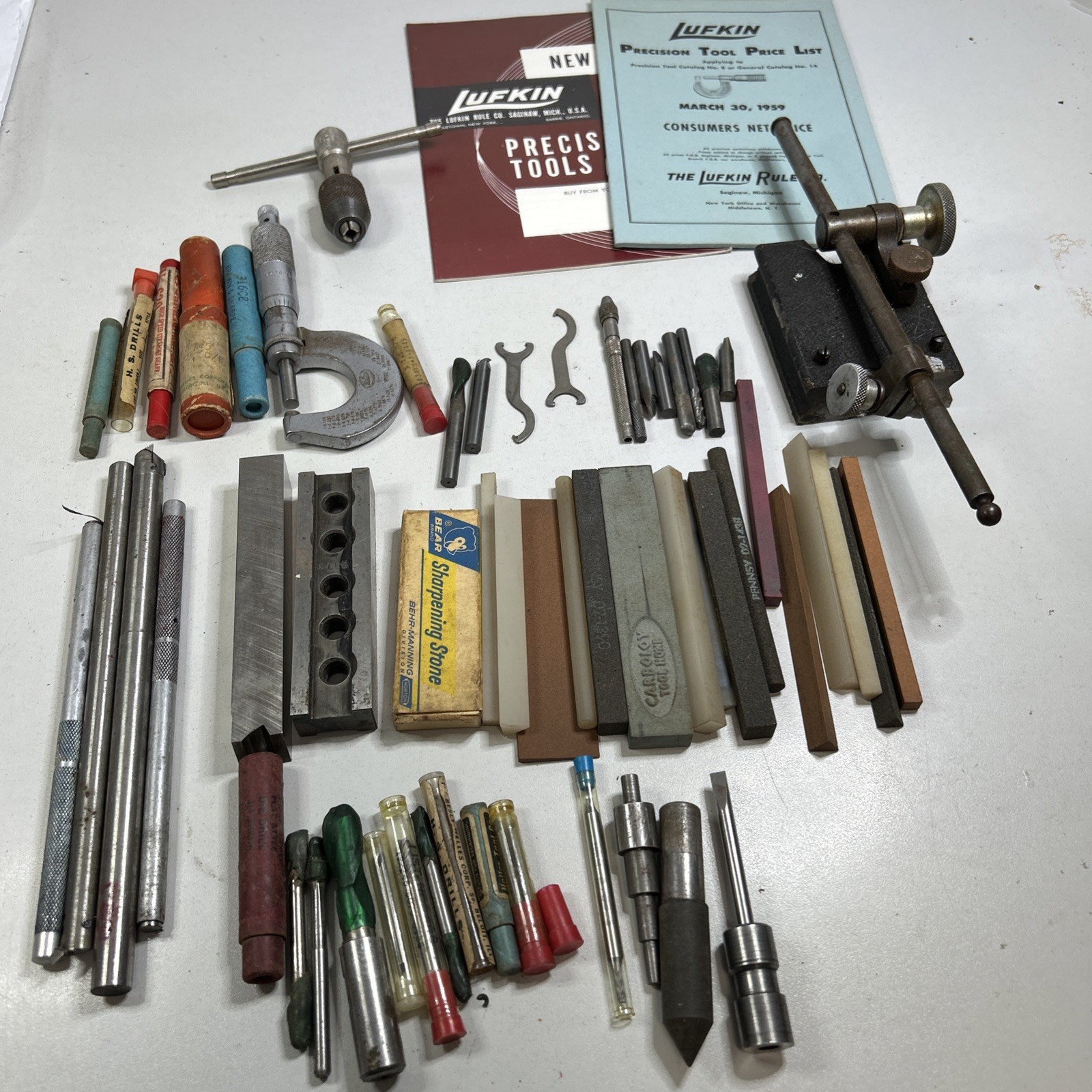 Mixed Lot of Vintage Machinist Tools brown & sharpe drill Lufkin carboloy