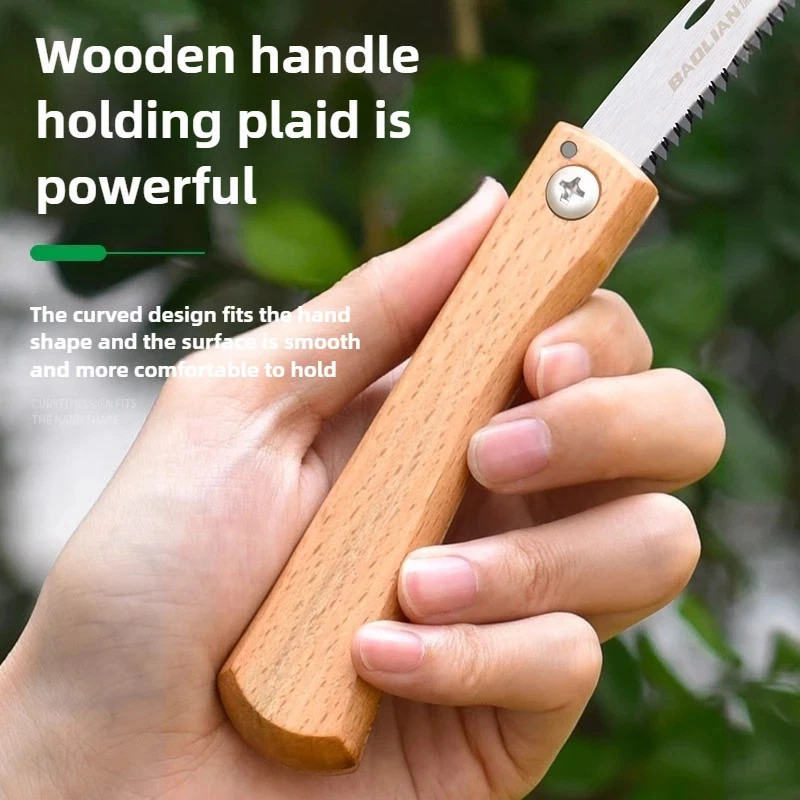 Mini Folding Manual Saw Non-slip Wooden Handle Pull Foldable Saw Flush Cut Trim