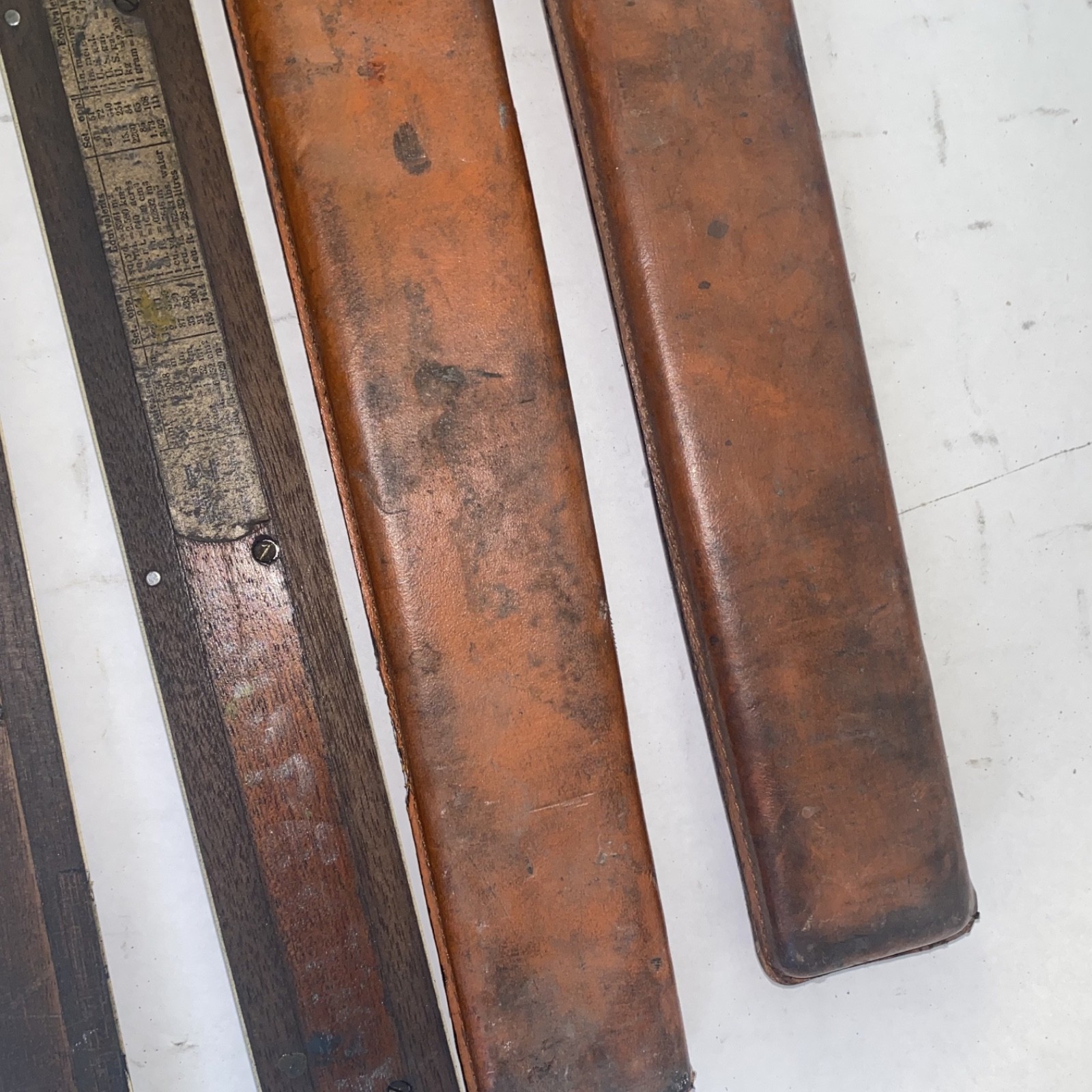 LOT OF 2 RARE Vintage K&E Keuffel Esser Slide Ruler mesurment tool Leather Case