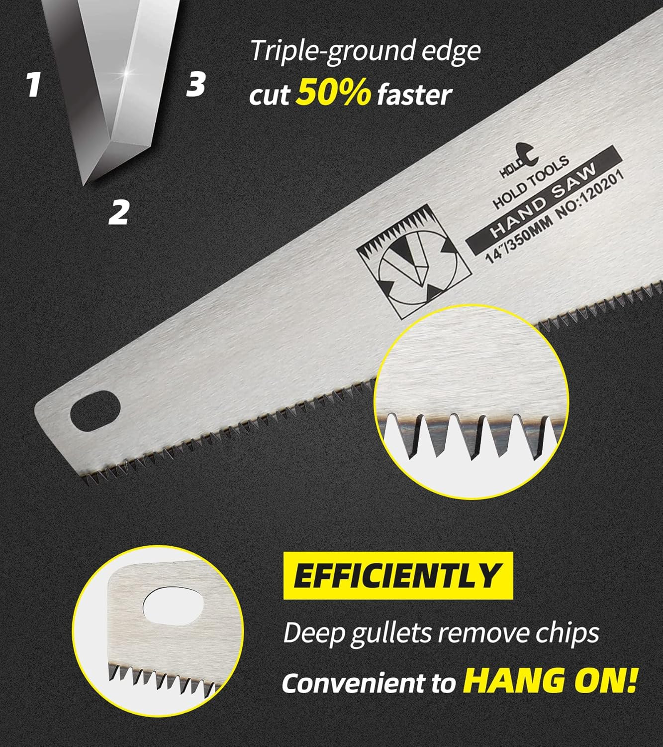 DOWELL 14 in Hand Saw – 11 TPI Fine Cuts Wood Saw Perfect for Sawing, Trimming,