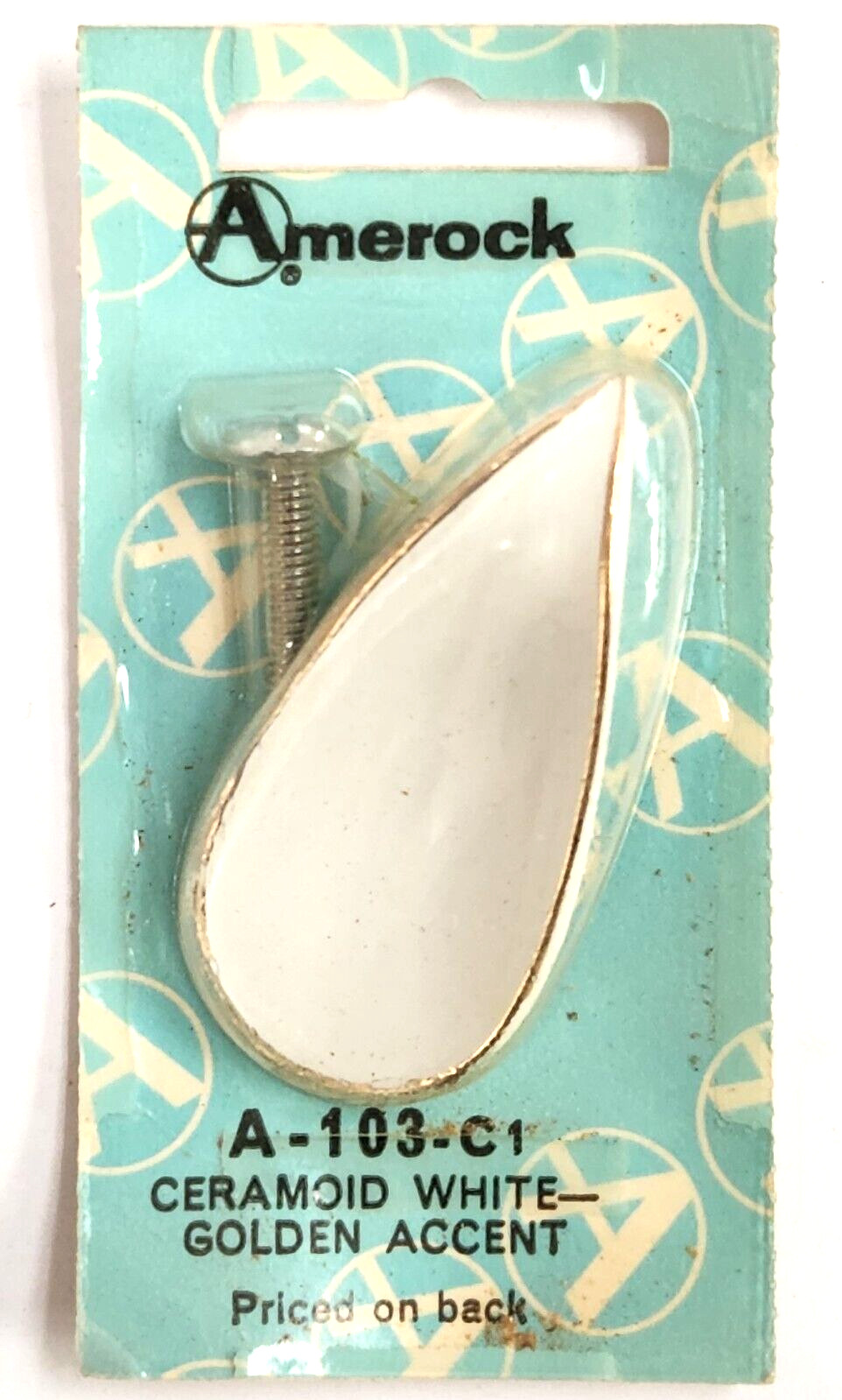 AMEROCK A-103-C1 HEIRLOOM PULL, CERAMOID WHITE W/ GOLDEN ACCENT (9PC, NEW)