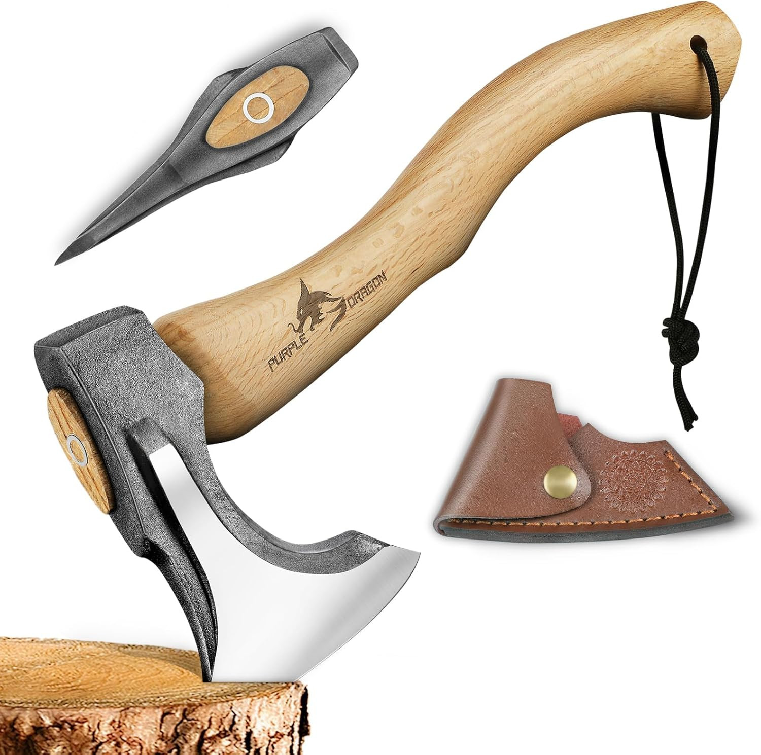 Camping Hatchet 14.7 Inch Hand Forged Splitting Axe – Outdoor Wood Splitting Cho