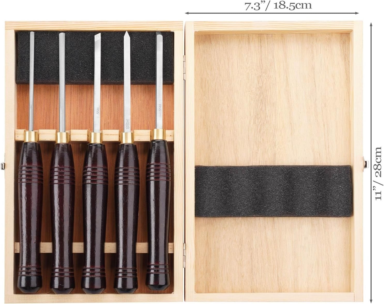 Woodworking HSS Wood Turning Tools Lathe Chisel Set of 5 pcs Mini with Wooden…