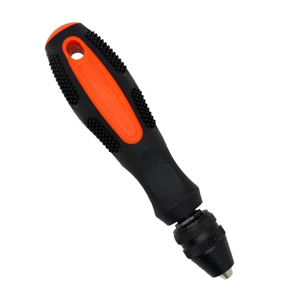 AUTOTOOLHOME Pin Vise Hand Drill, Manual Drill for Crafts & Black Orange