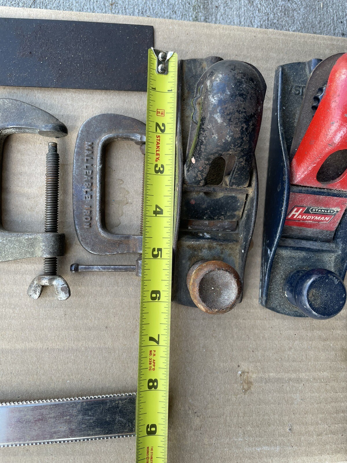 Mixed Lot of Tools Square 2 Planers 1 Stanley C Clamps Shop Woodworking Tools
