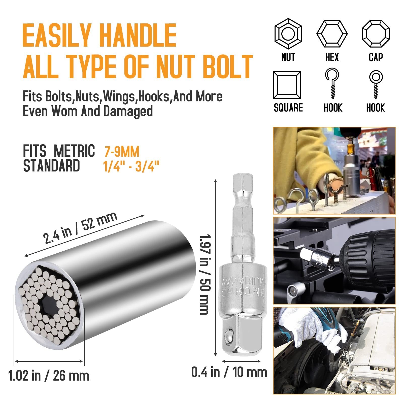 Tietoc Stocking Stuffers for Men, 22PCS Flexible-Drill-Bit-Extension Set Chri…
