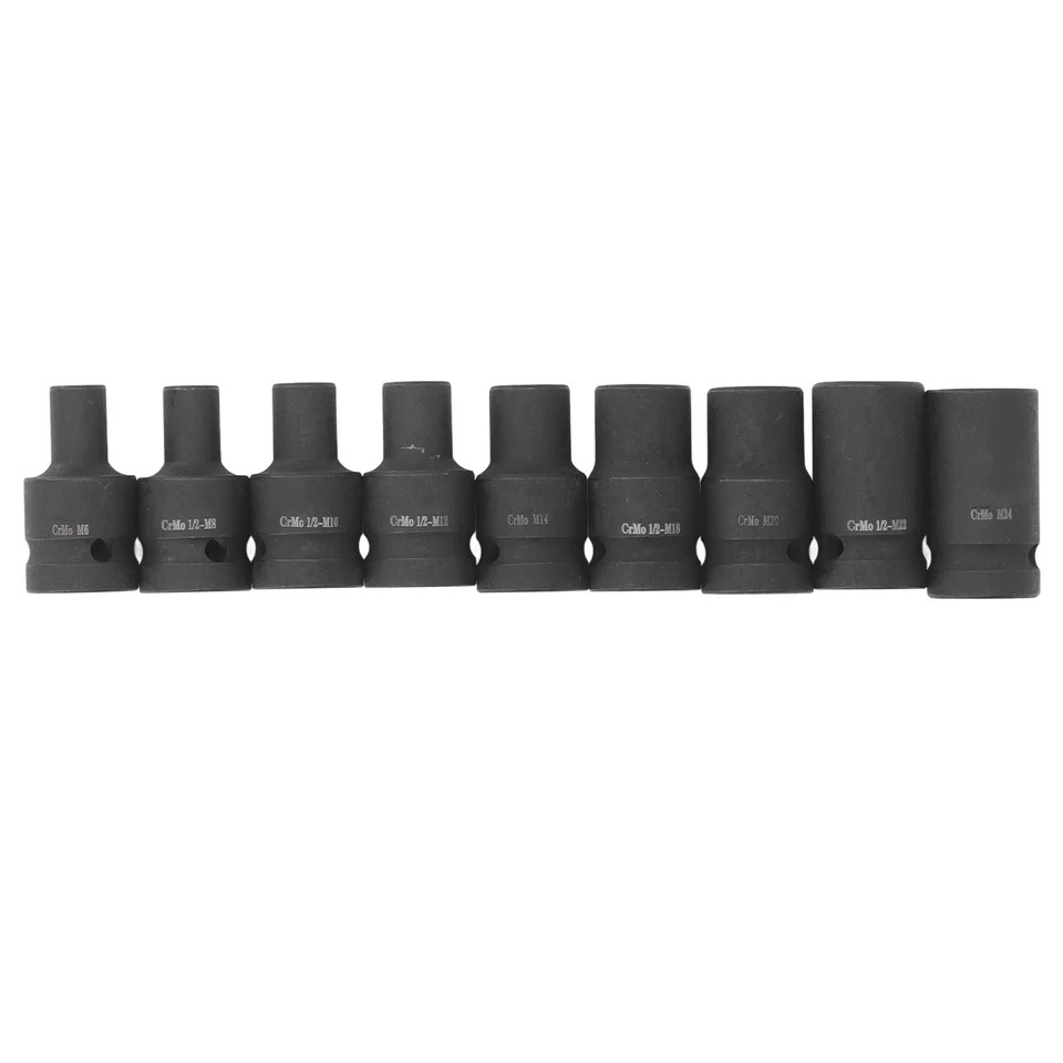 9 Pieces M6-M24 Tap Sockets Cr Molybdenum Steel 1/2 Inch Drive Tap Socket Set