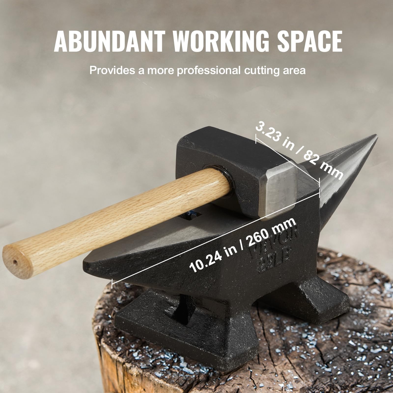 22Lbs Cast Steel Single Horn Anvil – Durable Blacksmith Tool, Round & Square Hol