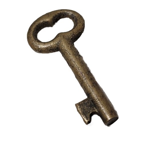Vintage Brass Solid Barrel Skeleton Key Approx 1 5/8″ Long cat#J5-31