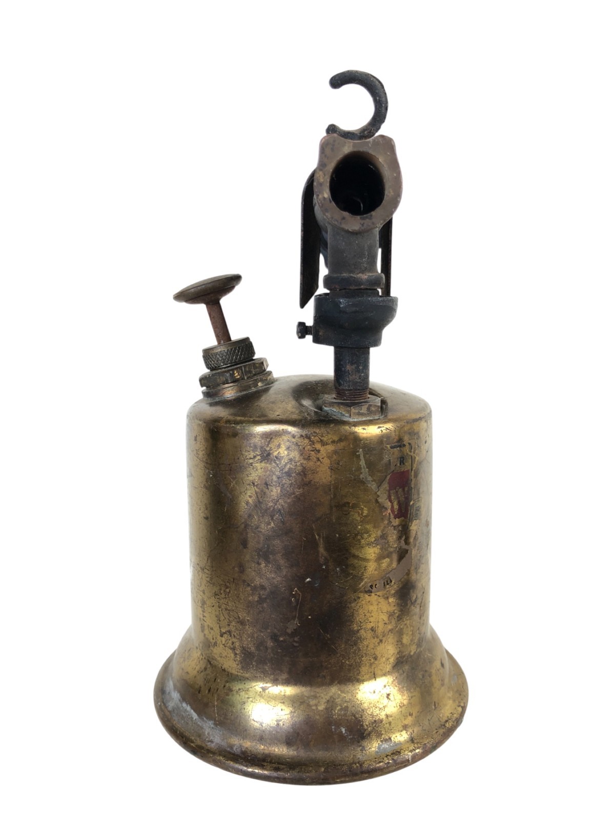 Vintage TURNER Brass Works Brass Blow Torch Wood Handle USA Untested