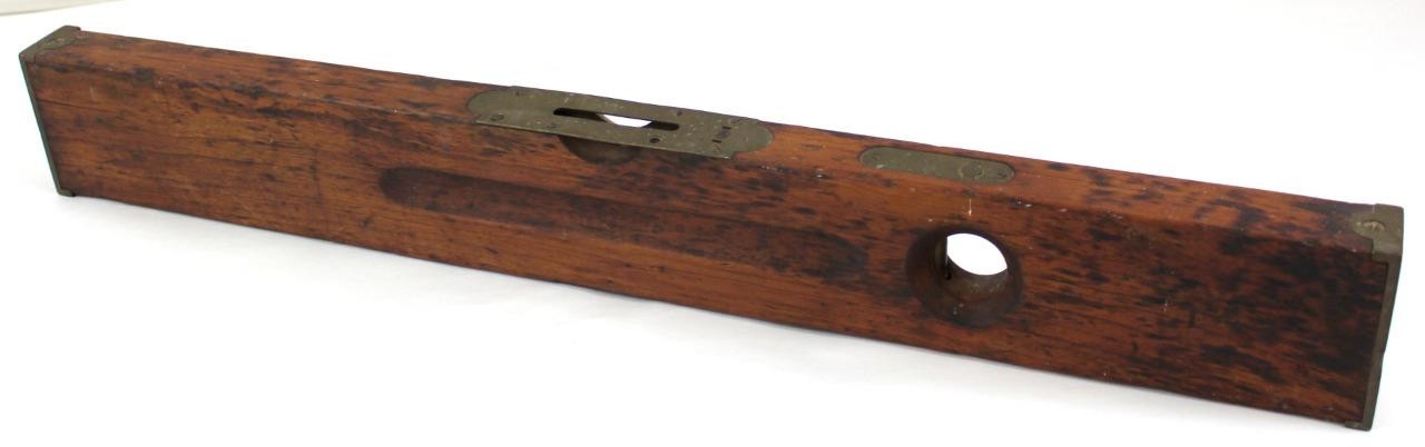 Late 19th Century 24” Stanley Rule & Level Co. Wood & Brass Carpenters Level