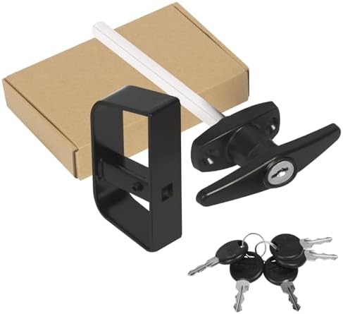 Shed Door Latch T-Handle Lock Kit with 5 Keys,BTEOBFY Set 4½” and 5½” Stem Stora