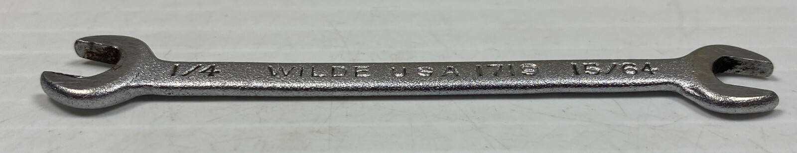 Vintage Wilde Tools 1719 – 1/4″ x 15/64″ Mini Ignition Open End Wrench USA Tool