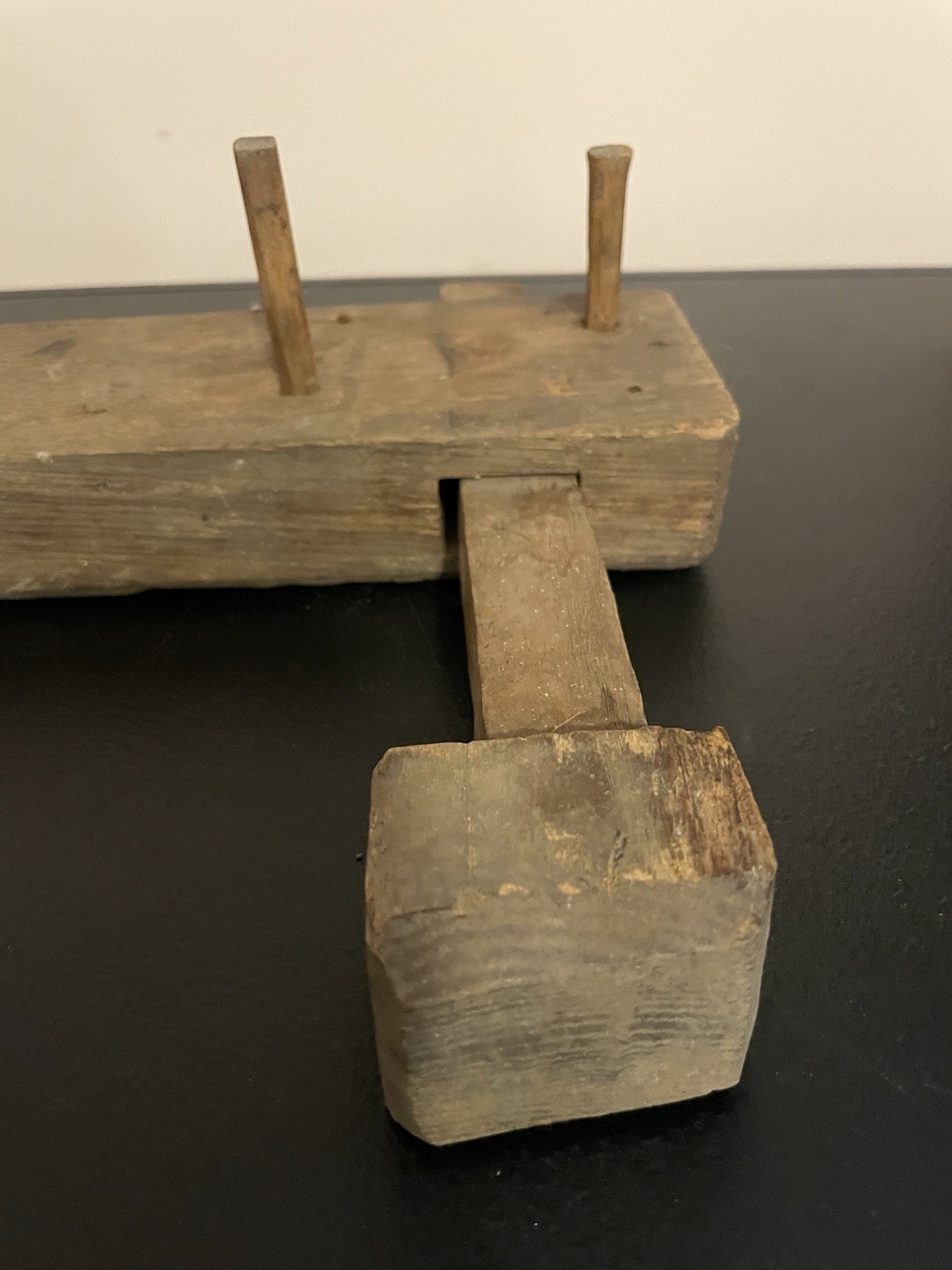 Primitive Antique Amish Oak Wooden Vice Type Tool