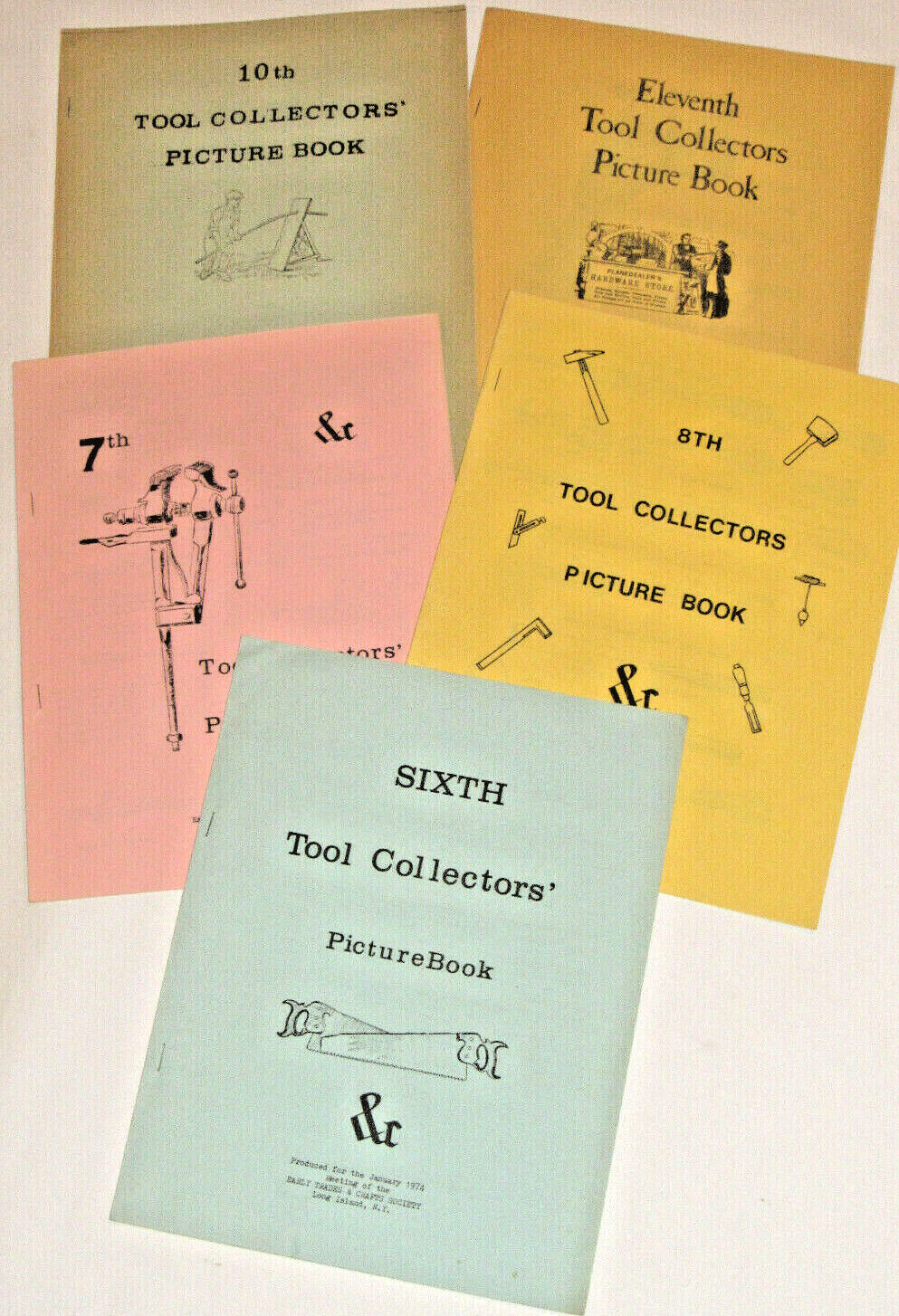 5 VINTAGE 1970s TOOL COLLECTORS PICTURE BOOKS! EARLY TRADES & CRAFTS SOCIETY!