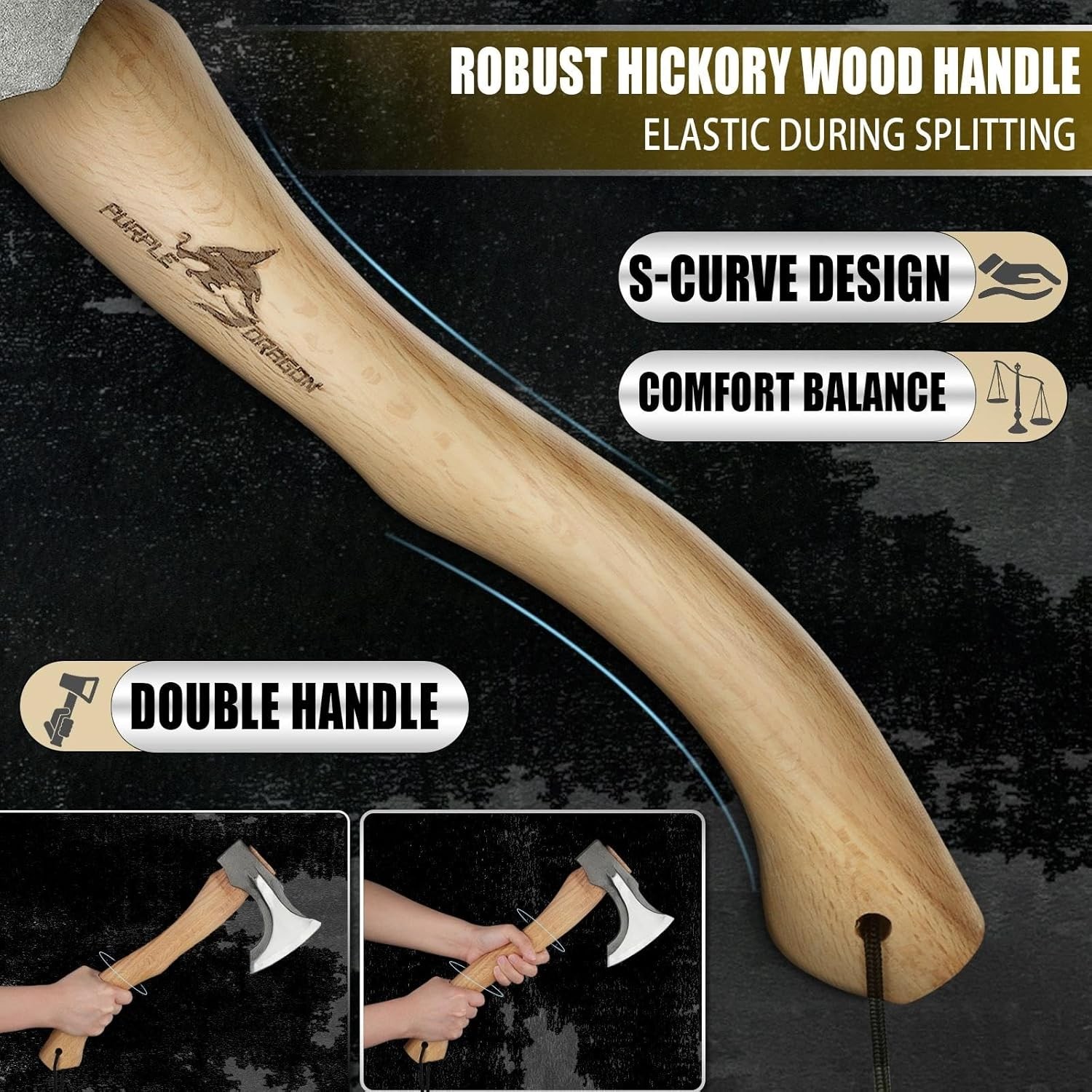 Camping Hatchet 14.7 Inch Hand Forged Splitting Axe – Outdoor Wood Splitting Cho
