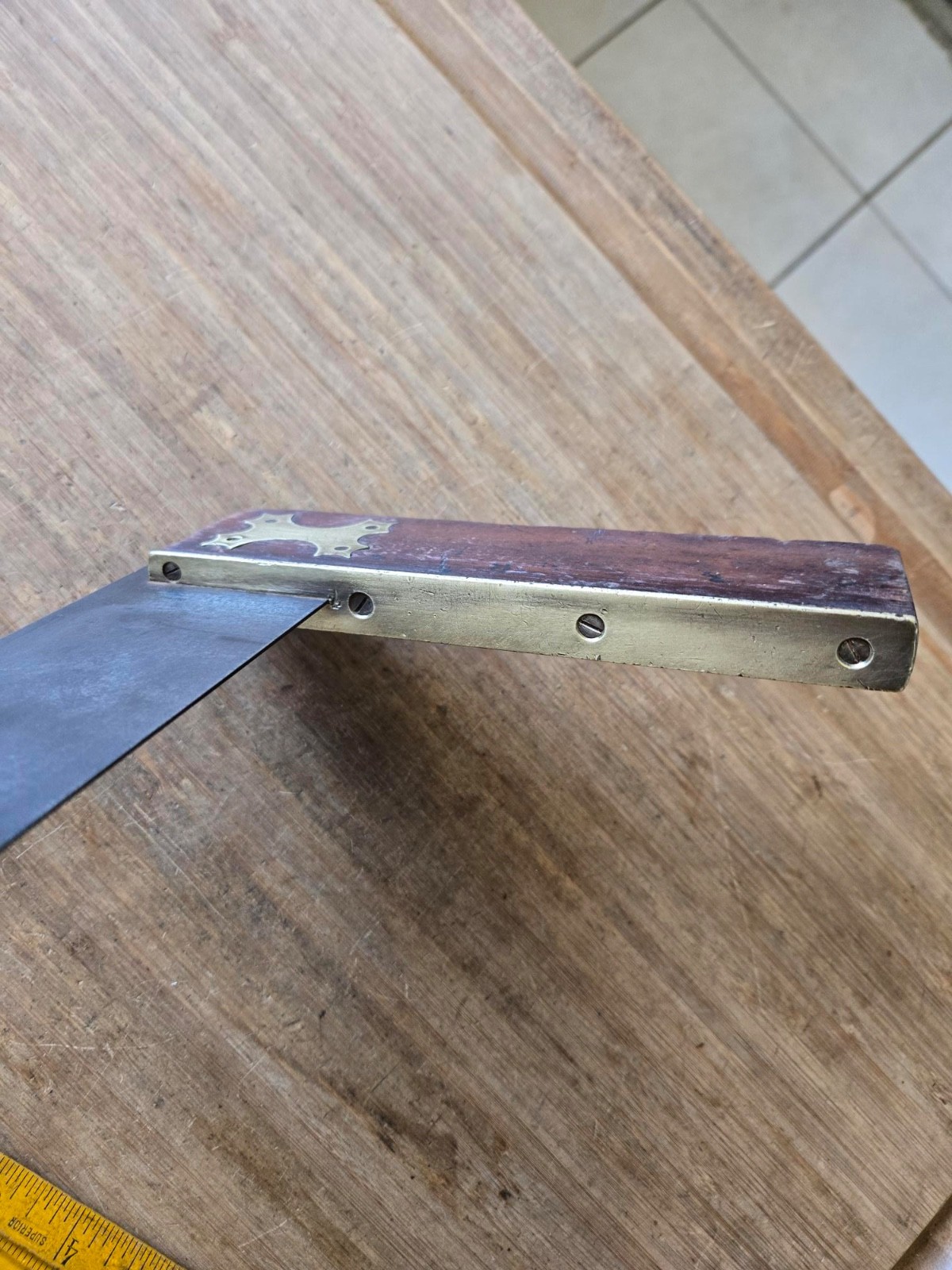 Antique 13 3/4″ x 2 3/8″ Square Rosewood & Brass *Early & Collectable