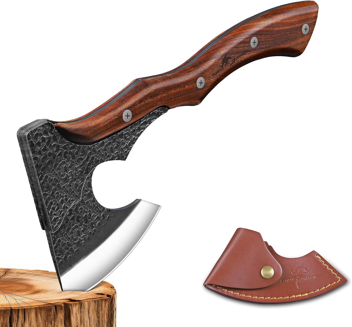 Camping Hatchet Axe with Sheath – 14″ Hand Forged Survival Hatchet for Wood Chop
