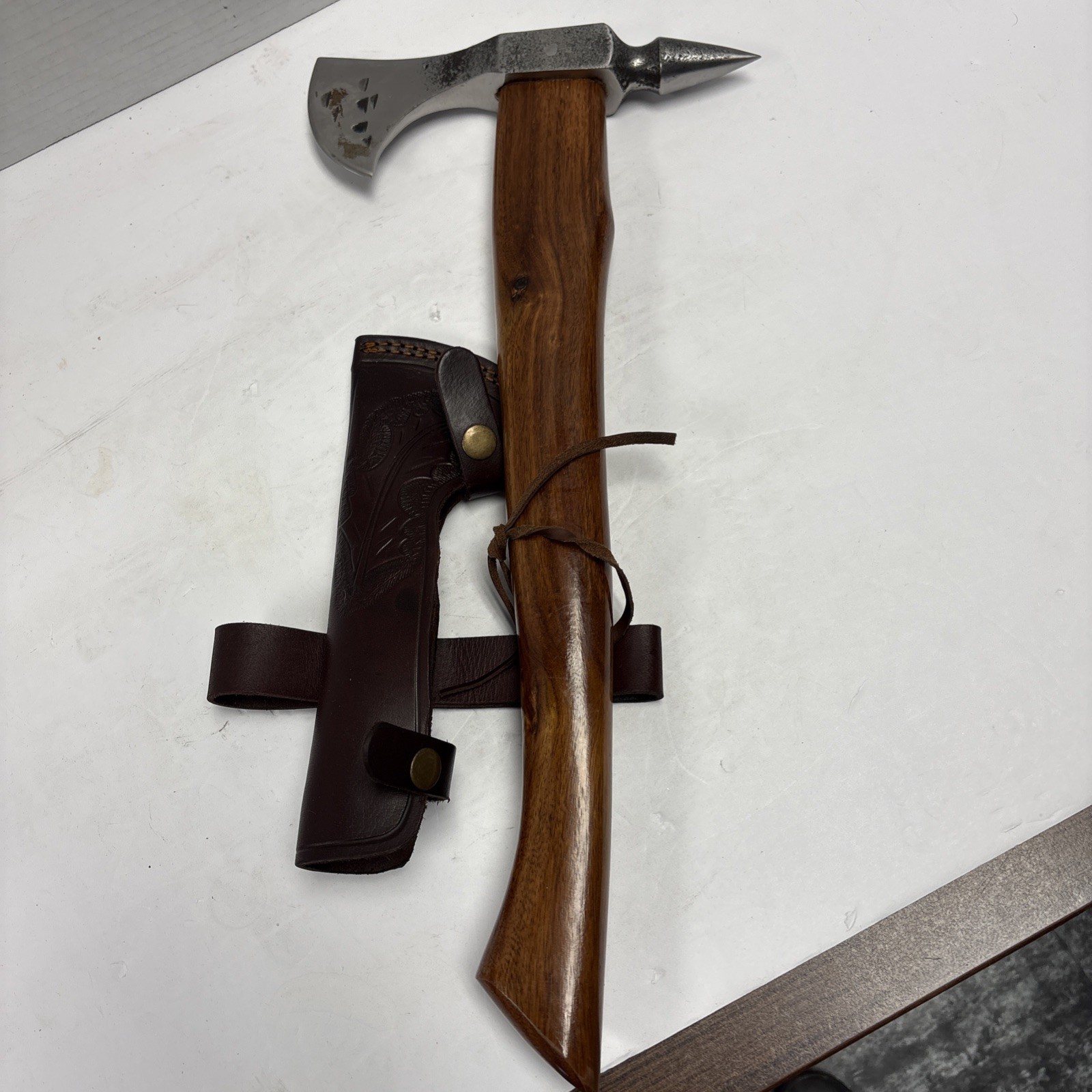 Hand Forged Handmade Carbon Steel axe Viking Axe With Leather Sheath | 17”