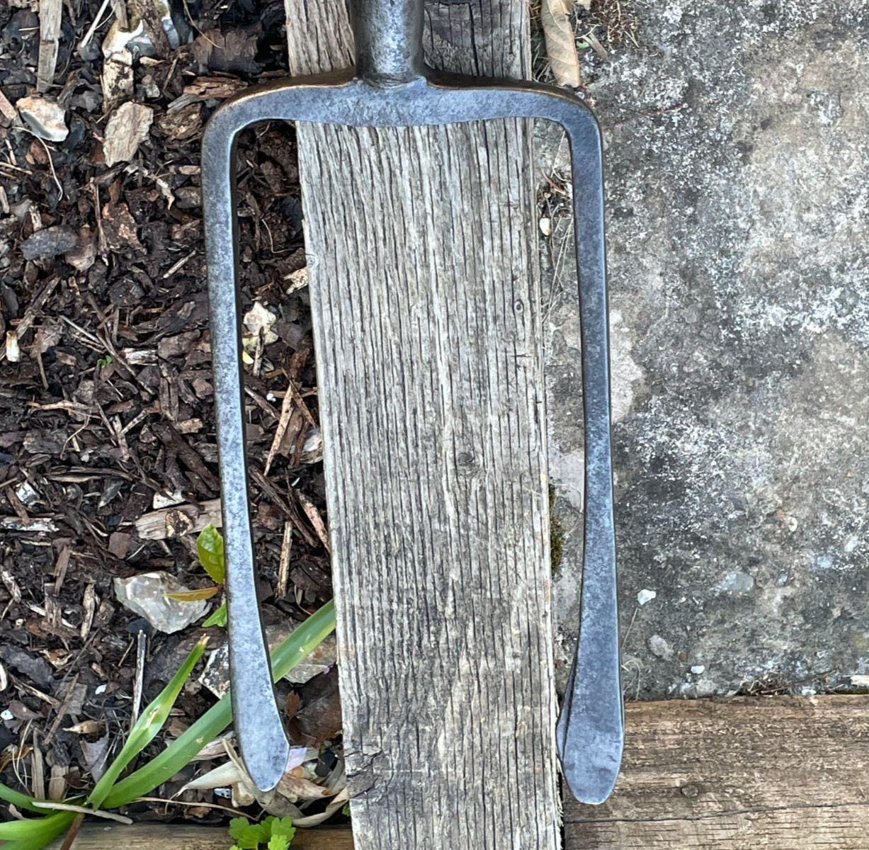 Vintage Garden T Handle 2 Prong Clay Fork Manure Fork Cultivating Farm Tool