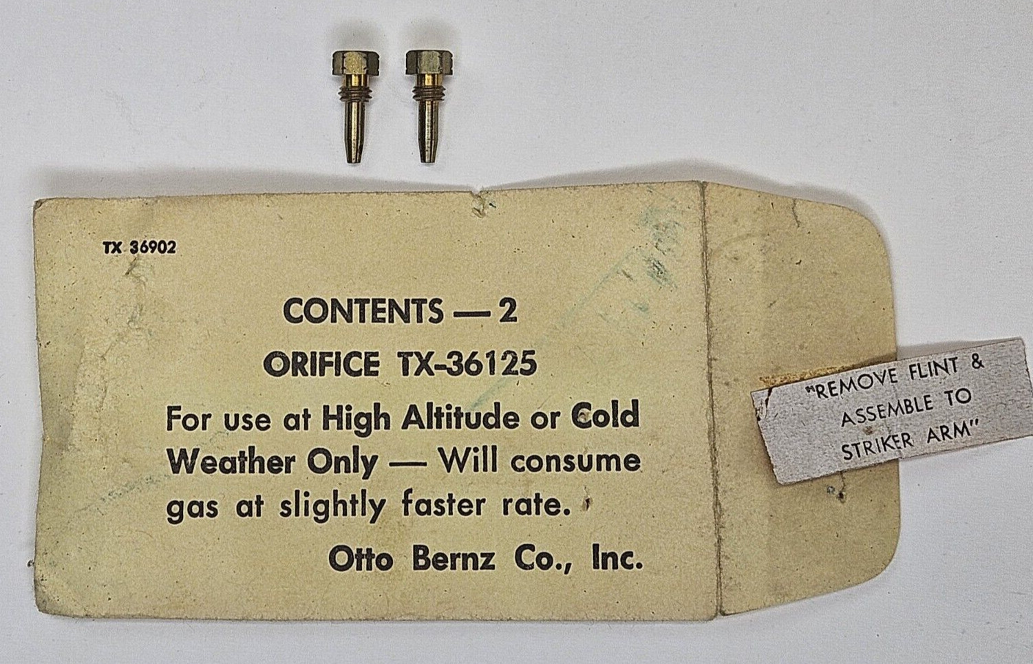 Vintage OTTO BERNZ CO Orifice TX 36125
